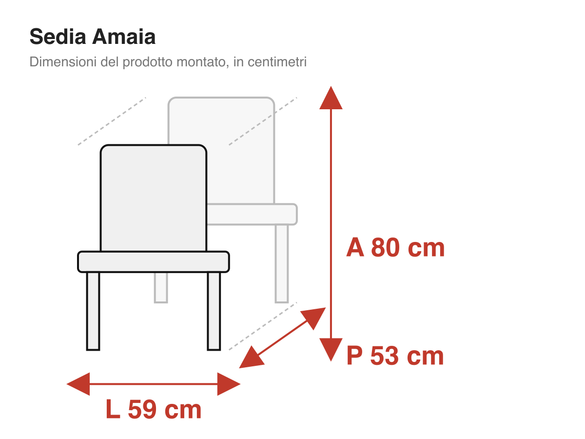 Sedia Amaia: dimensioni
